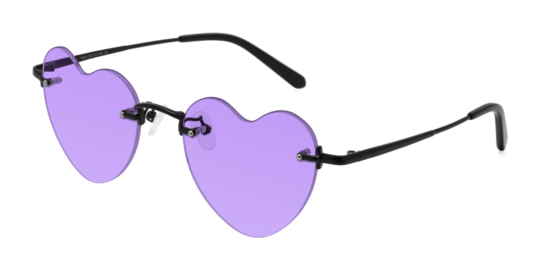 Angle of Heart in Black with Medium Purple Tinted Lenses