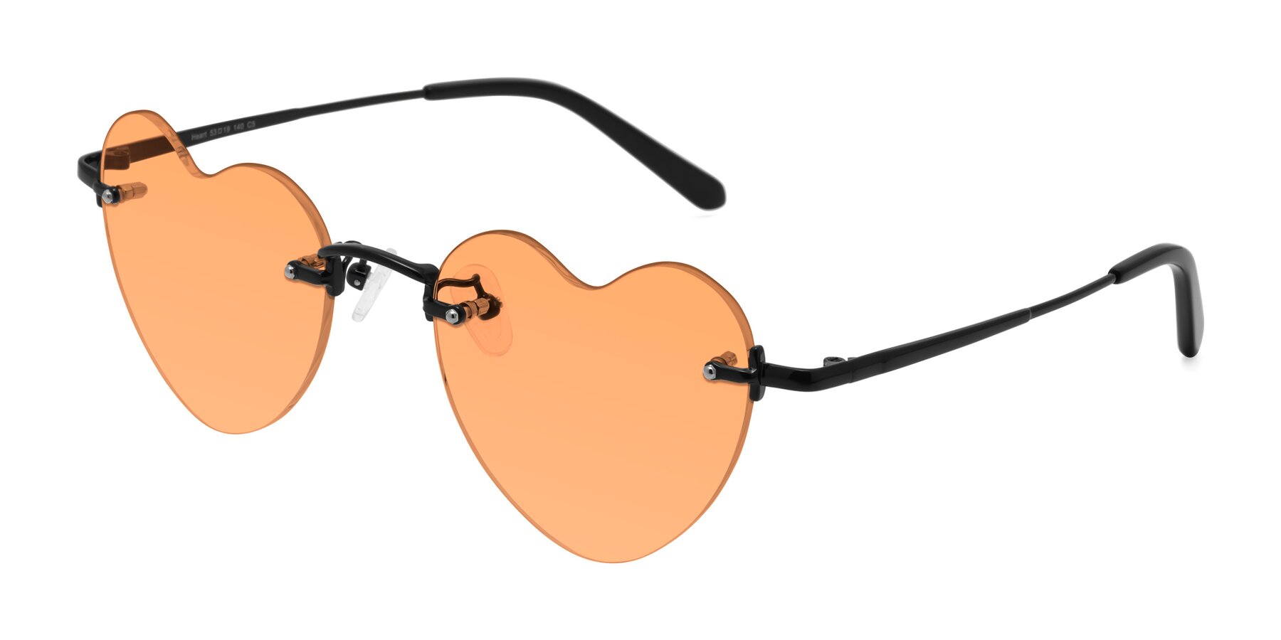 Angle of Heart in Black with Medium Orange Tinted Lenses