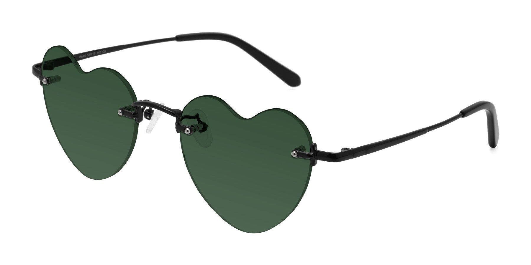 Angle of Heart in Black with Green Tinted Lenses