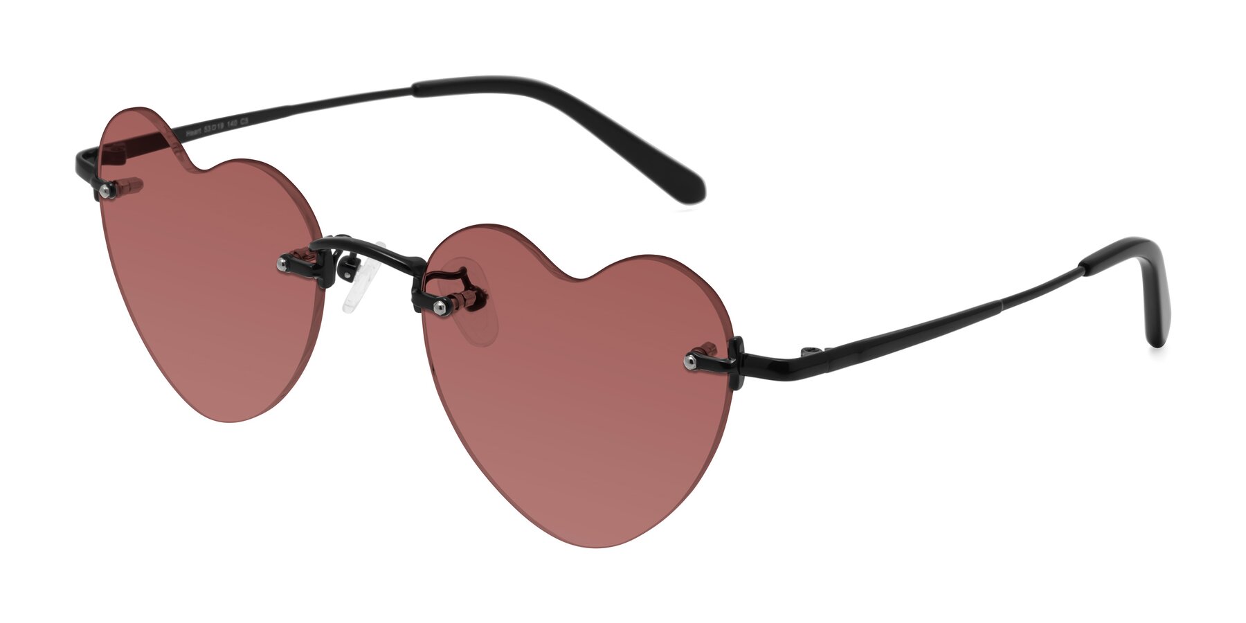 Angle of Heart in Black with Garnet Tinted Lenses