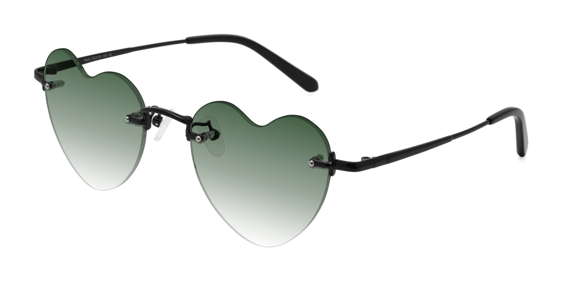 Angle of Heart in Black with Green Gradient Lenses