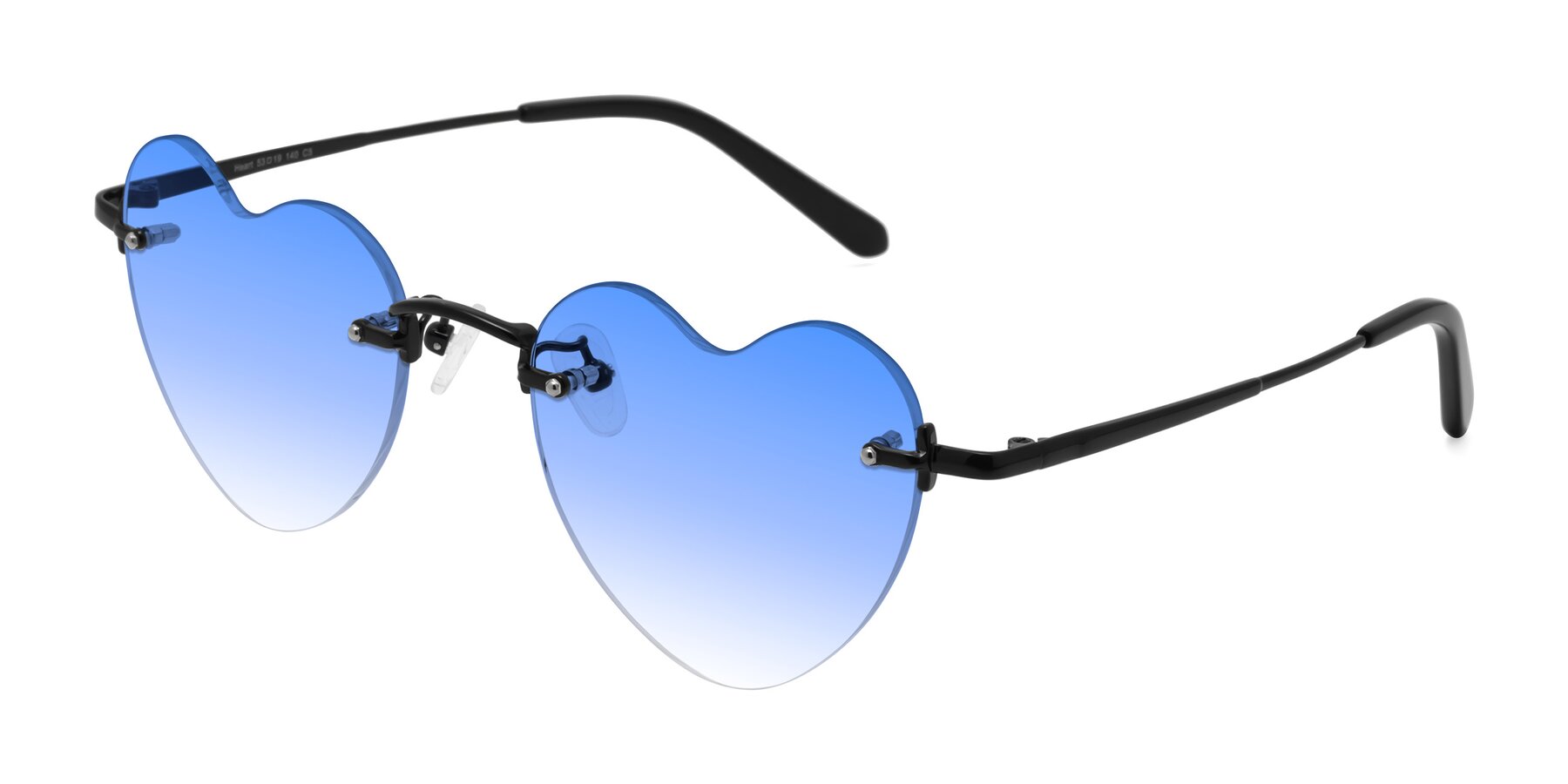 Angle of Heart in Black with Blue Gradient Lenses