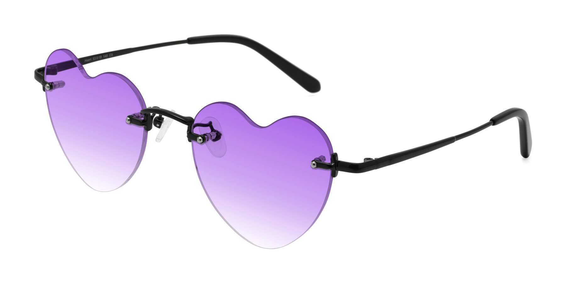 Angle of Heart in Black with Purple Gradient Lenses