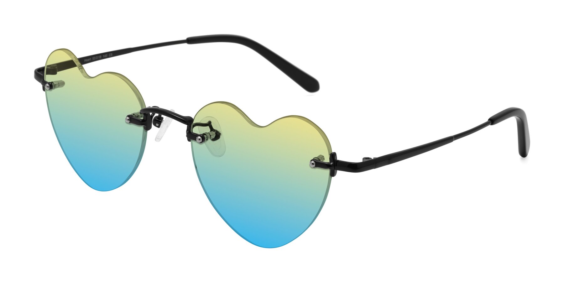 Angle of Heart in Black with Yellow / Blue Gradient Lenses