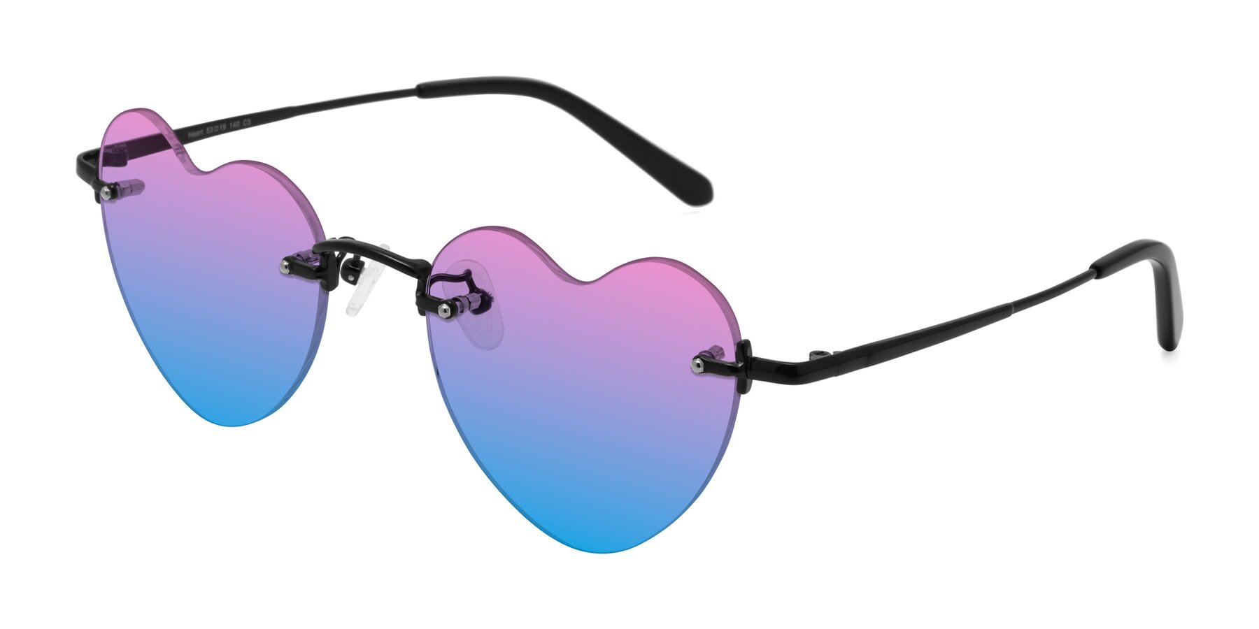 Angle of Heart in Black with Pink / Blue Gradient Lenses