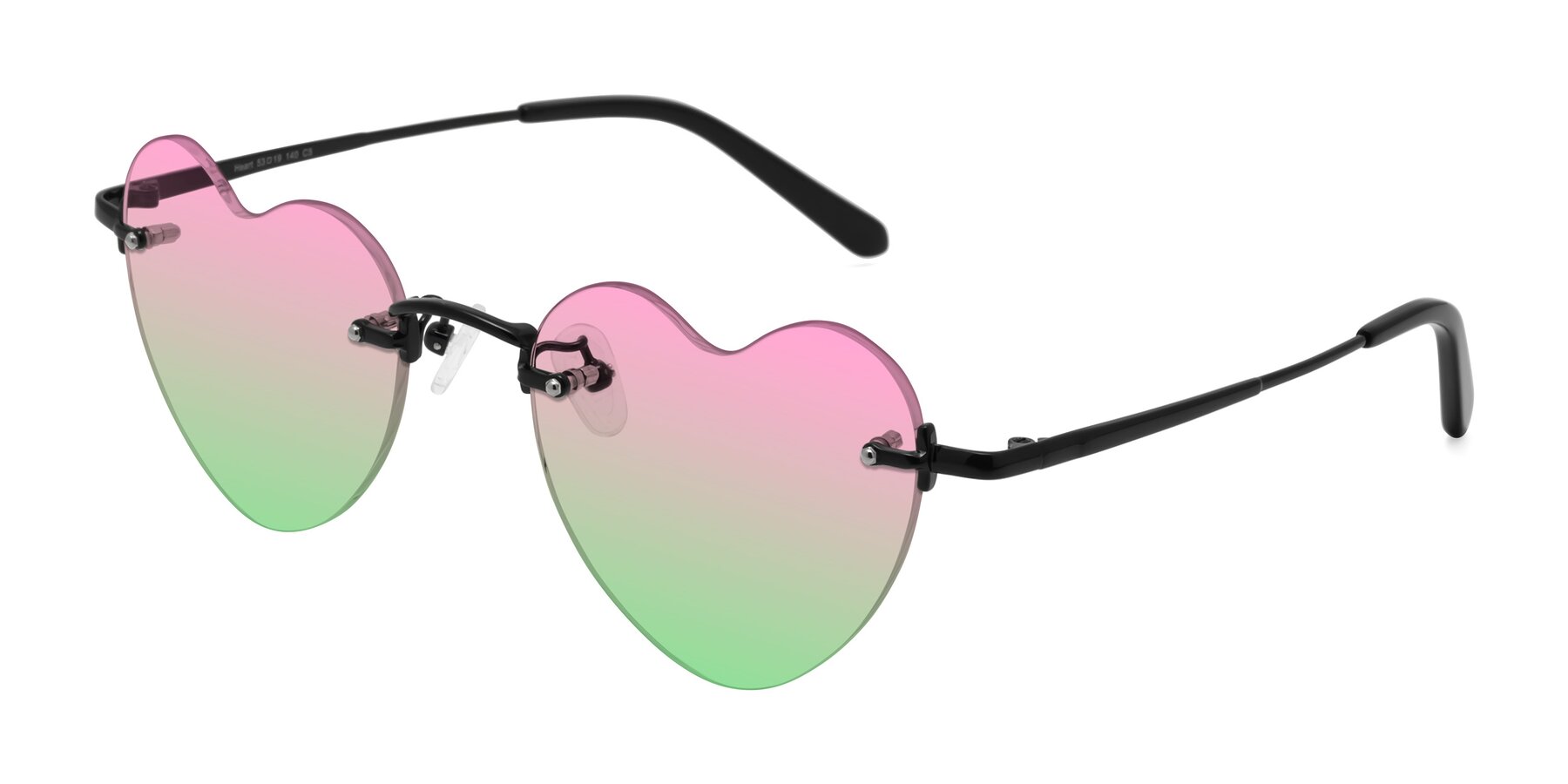 Angle of Heart in Black with Pink / Green Gradient Lenses