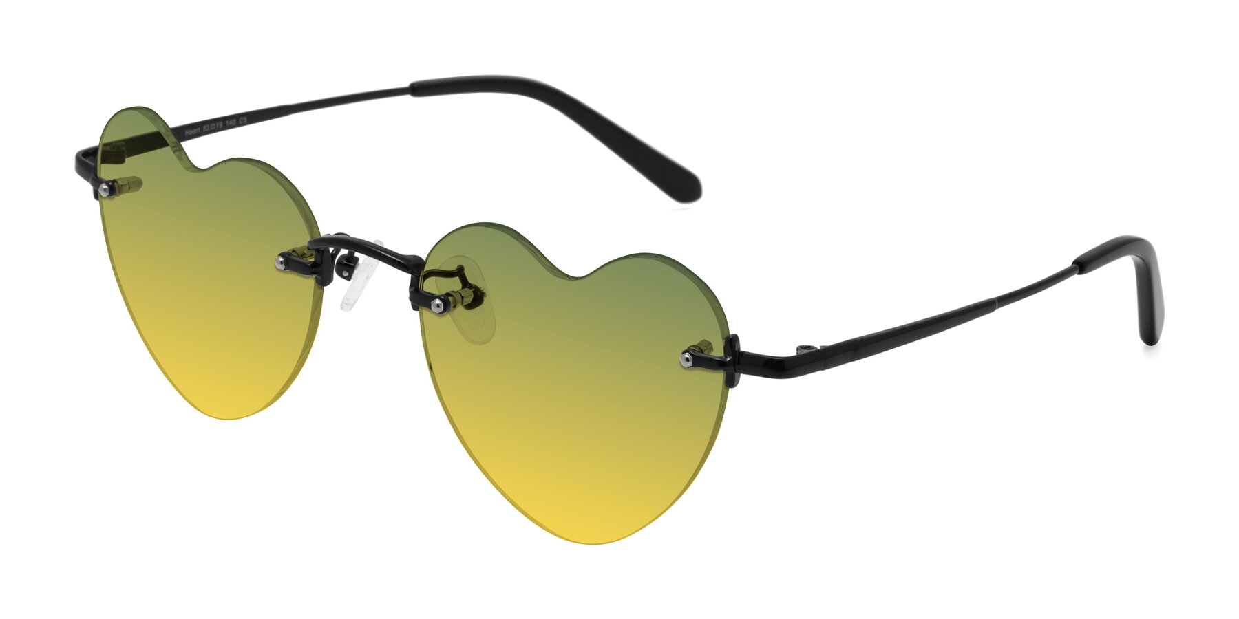 Angle of Heart in Black with Green / Yellow Gradient Lenses