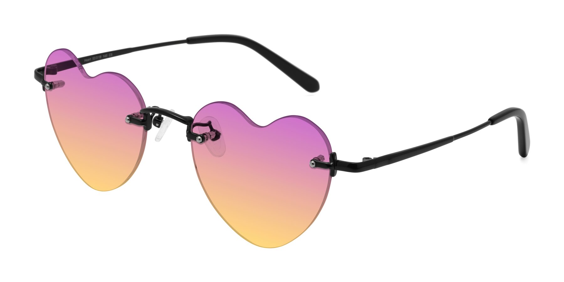 Angle of Heart in Black with Purple / Yellow Gradient Lenses