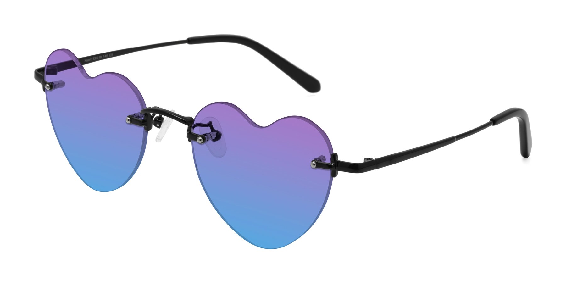 Angle of Heart in Black with Purple / Blue Gradient Lenses