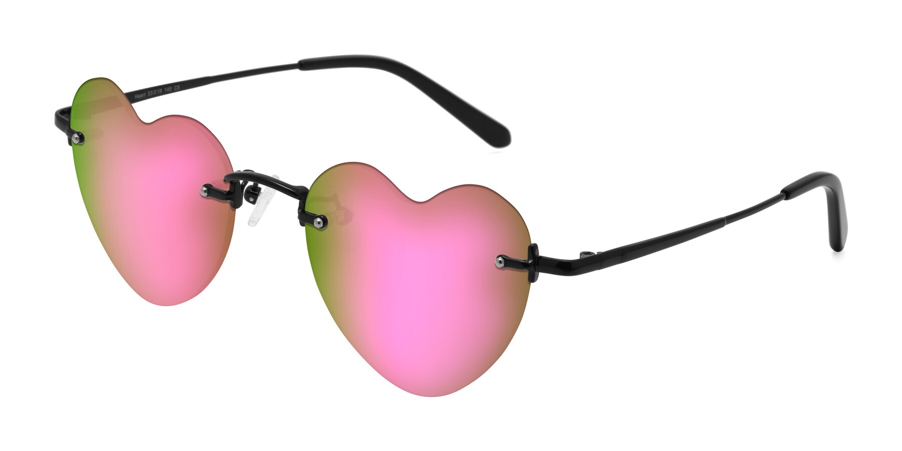 Angle of Heart in Black with Pink Mirrored Lenses