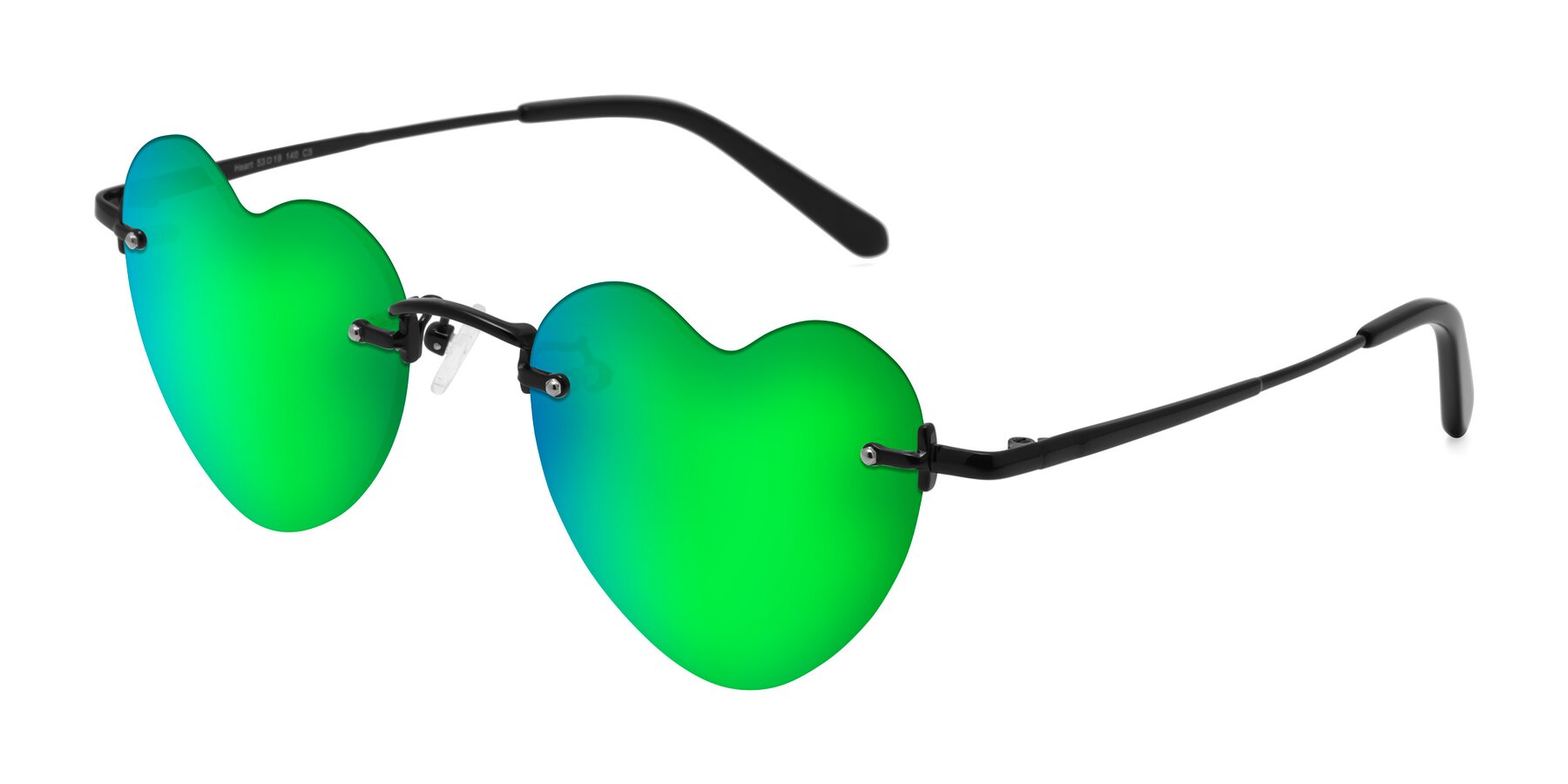 Angle of Heart in Black with Green Mirrored Lenses