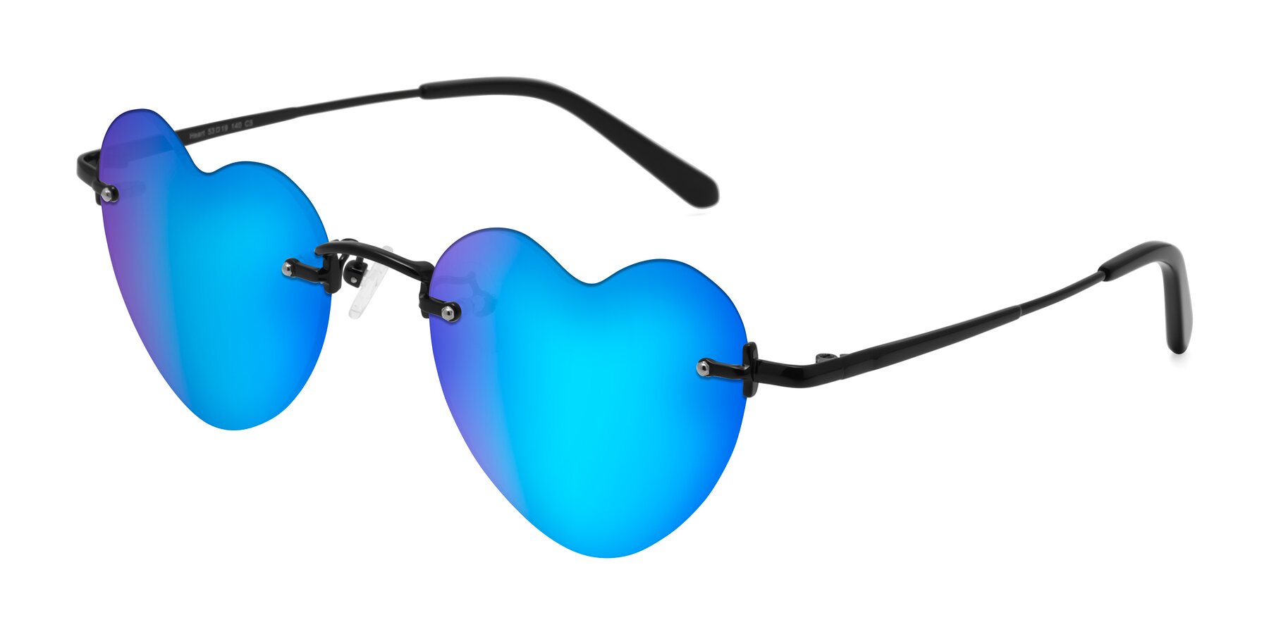 Angle of Heart in Black with Blue Mirrored Lenses