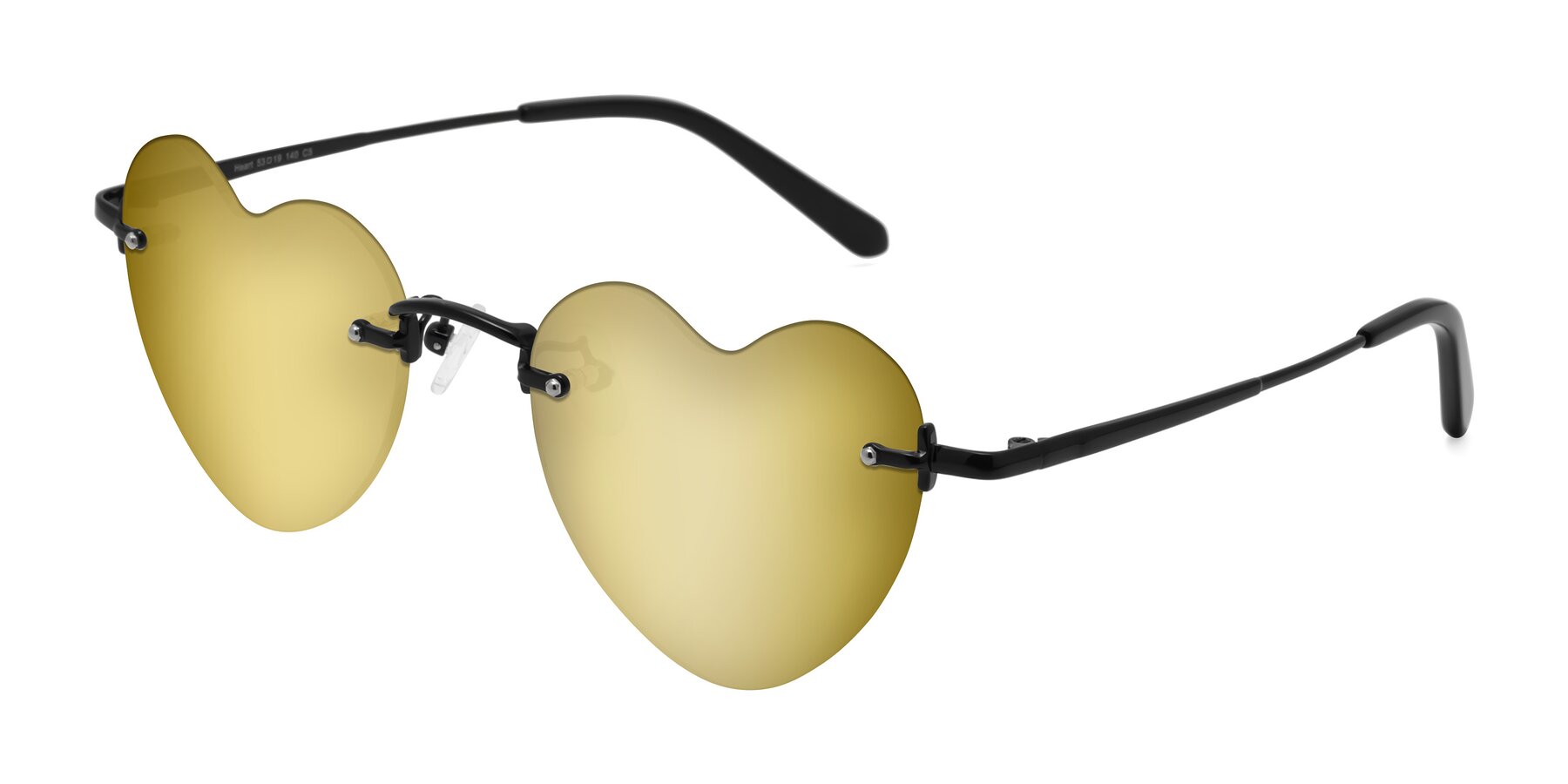 Angle of Heart in Black with Gold Mirrored Lenses