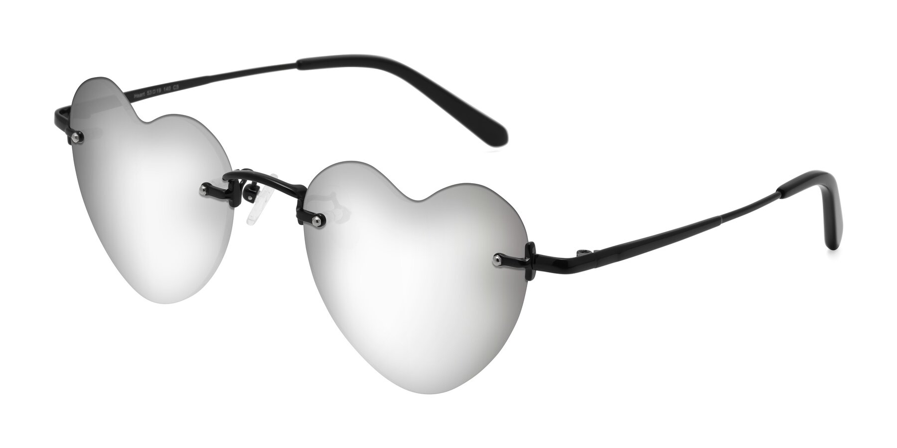 Angle of Heart in Black with Silver Mirrored Lenses