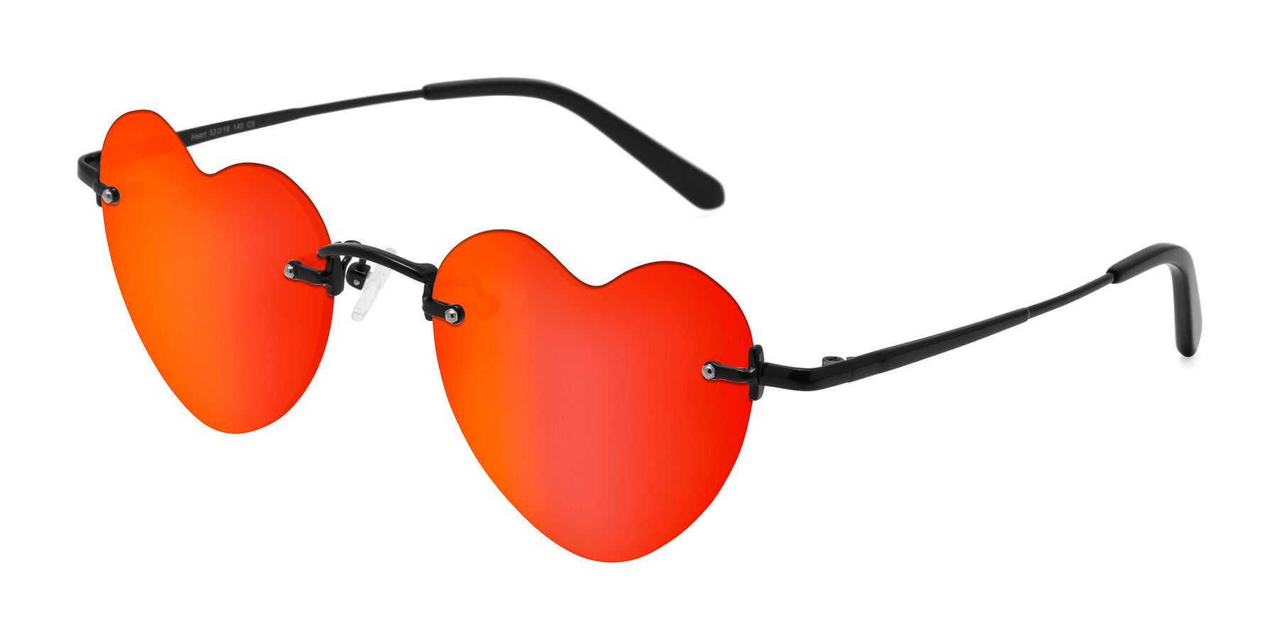 Angle of Heart in Black with Red Gold Mirrored Lenses