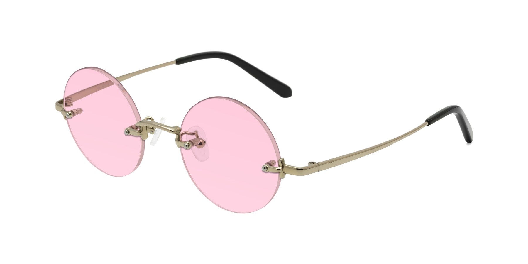 Angle of Jen in Gold with Light Pink Tinted Lenses