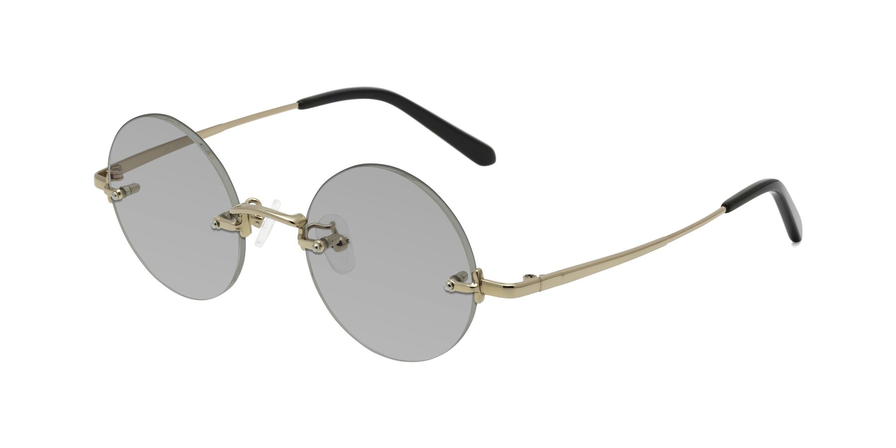 Angle of Jen in Gold with Light Gray Tinted Lenses