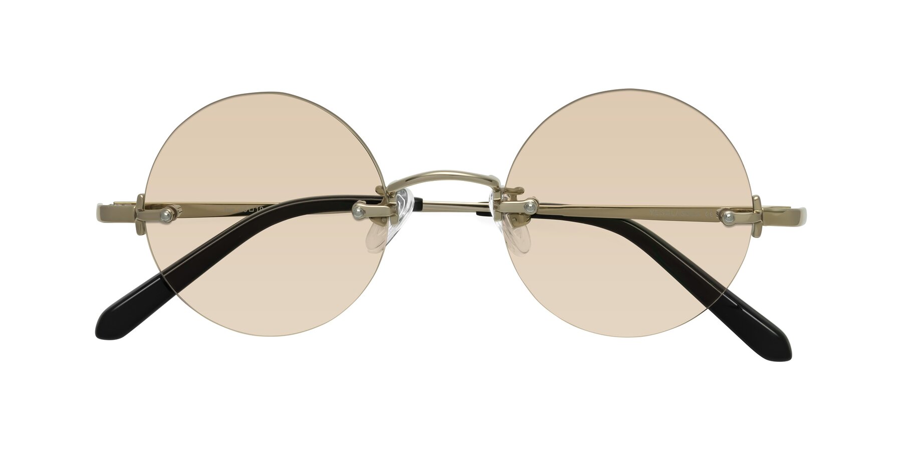 Folded Front of Jen in Gold with Light Brown Tinted Lenses