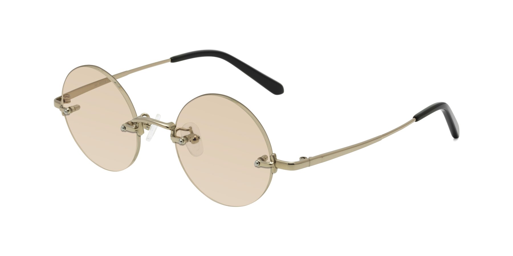 Angle of Jen in Gold with Light Brown Tinted Lenses