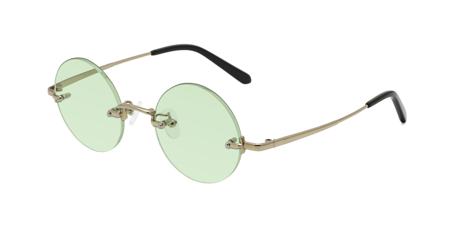 Angle of Jen in Gold with Light Green Tinted Lenses