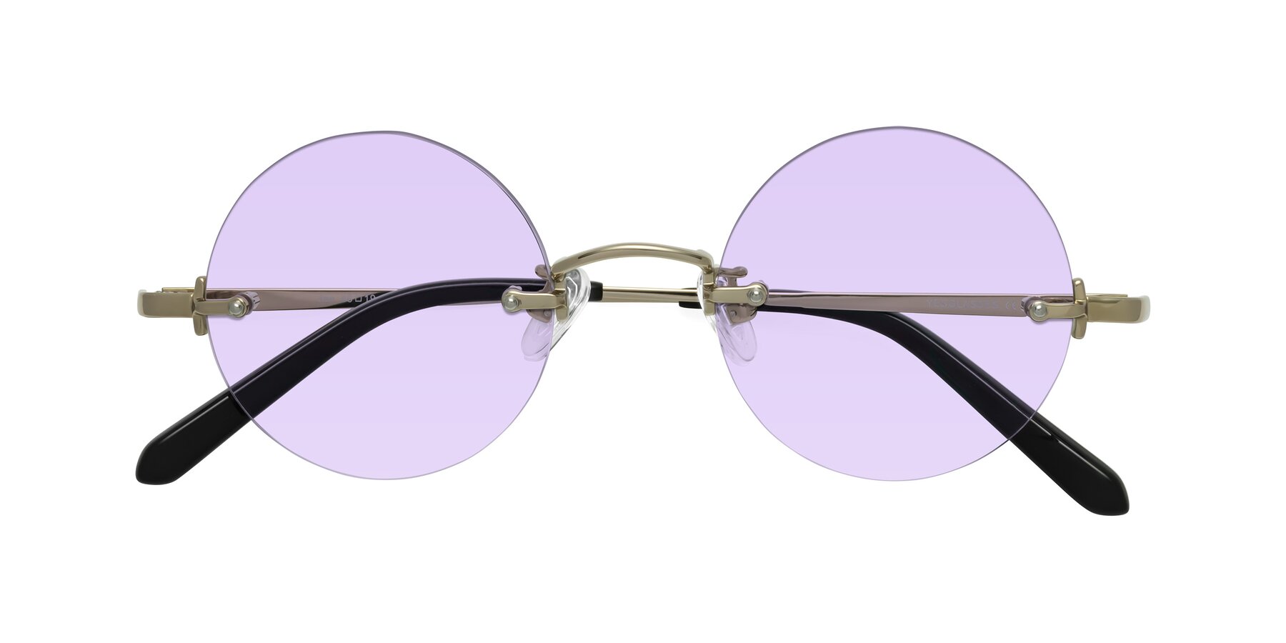 Folded Front of Jen in Gold with Light Purple Tinted Lenses