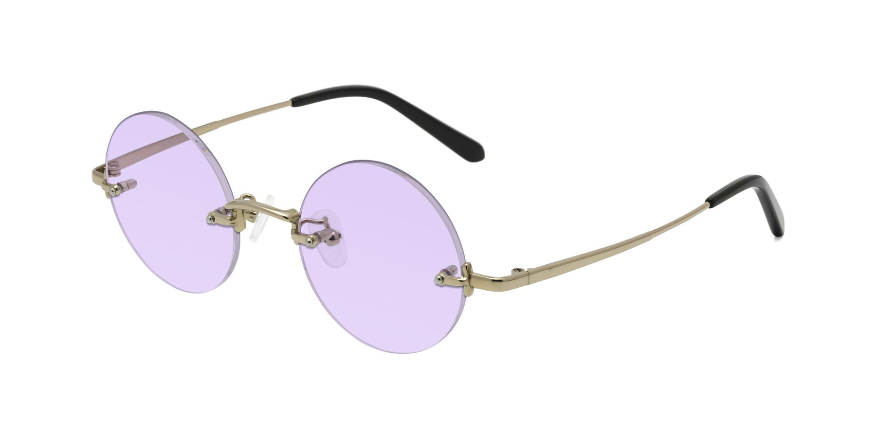 Angle of Jen in Gold with Light Purple Tinted Lenses