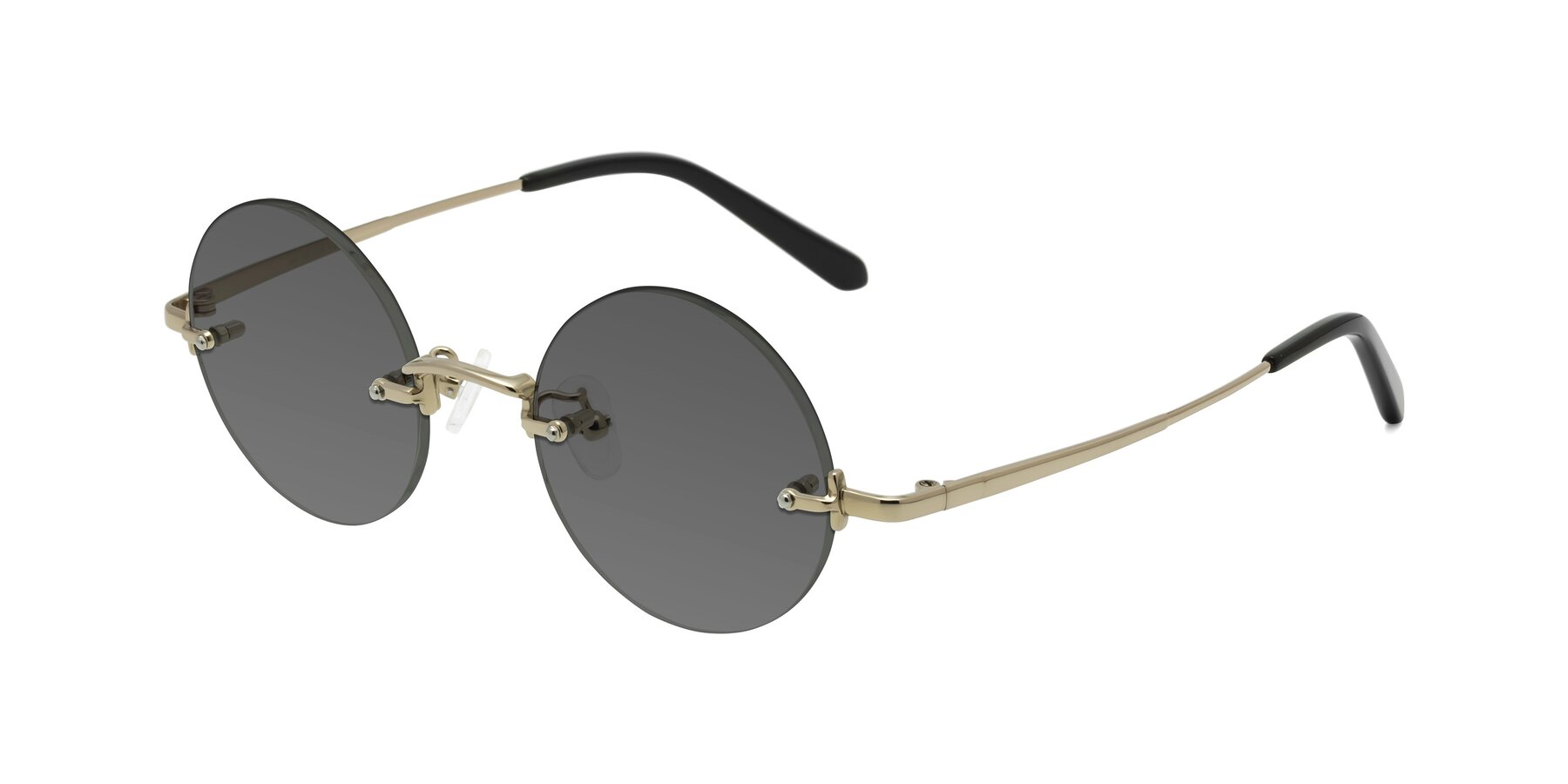 Angle of Jen in Gold with Medium Gray Tinted Lenses