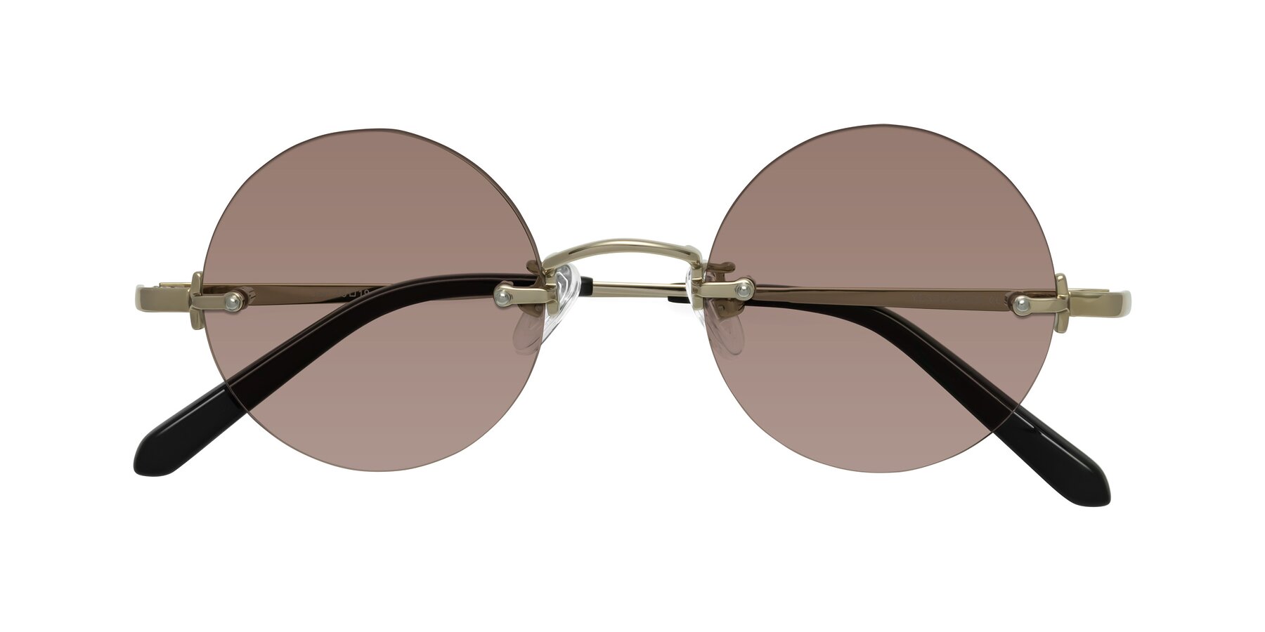 Folded Front of Jen in Gold with Medium Brown Tinted Lenses