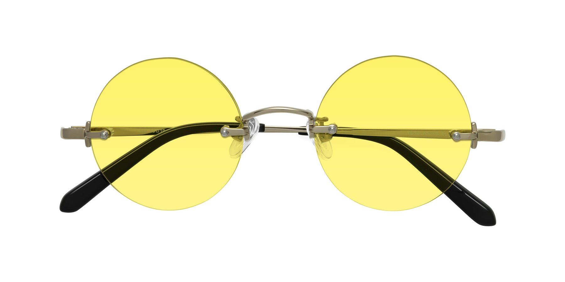 Folded Front of Jen in Gold with Medium Yellow Tinted Lenses