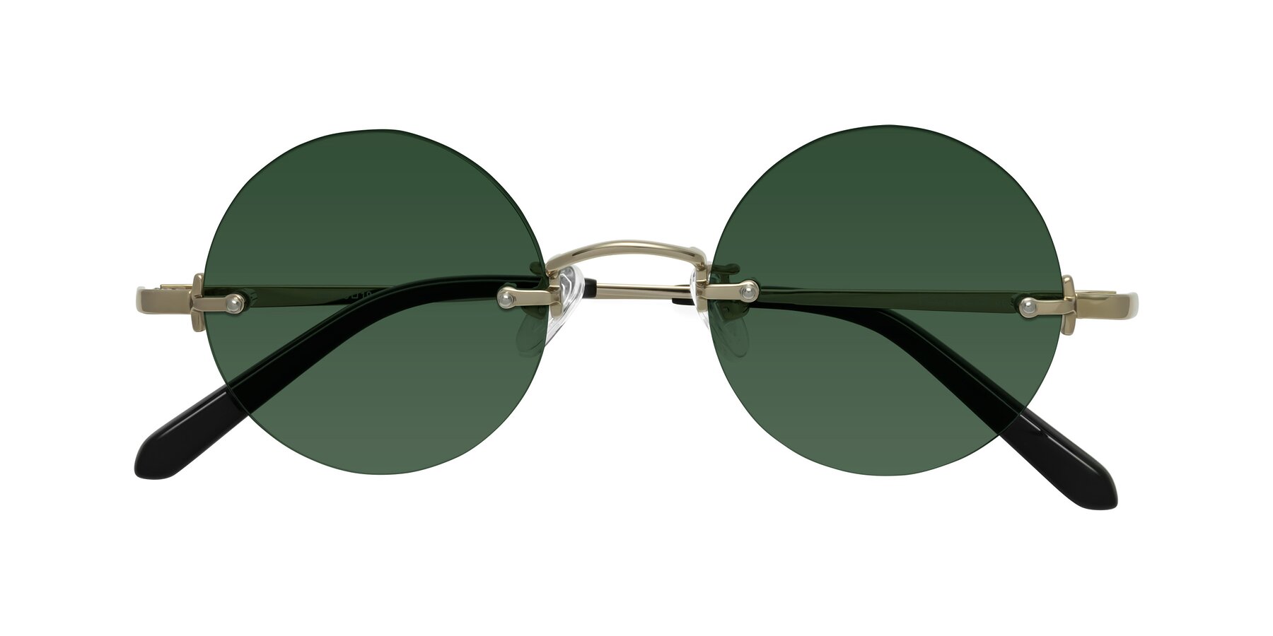 Folded Front of Jen in Gold with Green Tinted Lenses