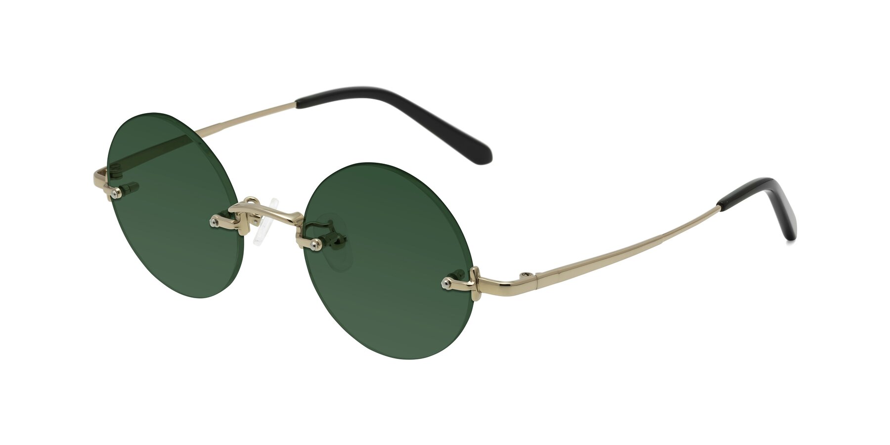 Angle of Jen in Gold with Green Tinted Lenses