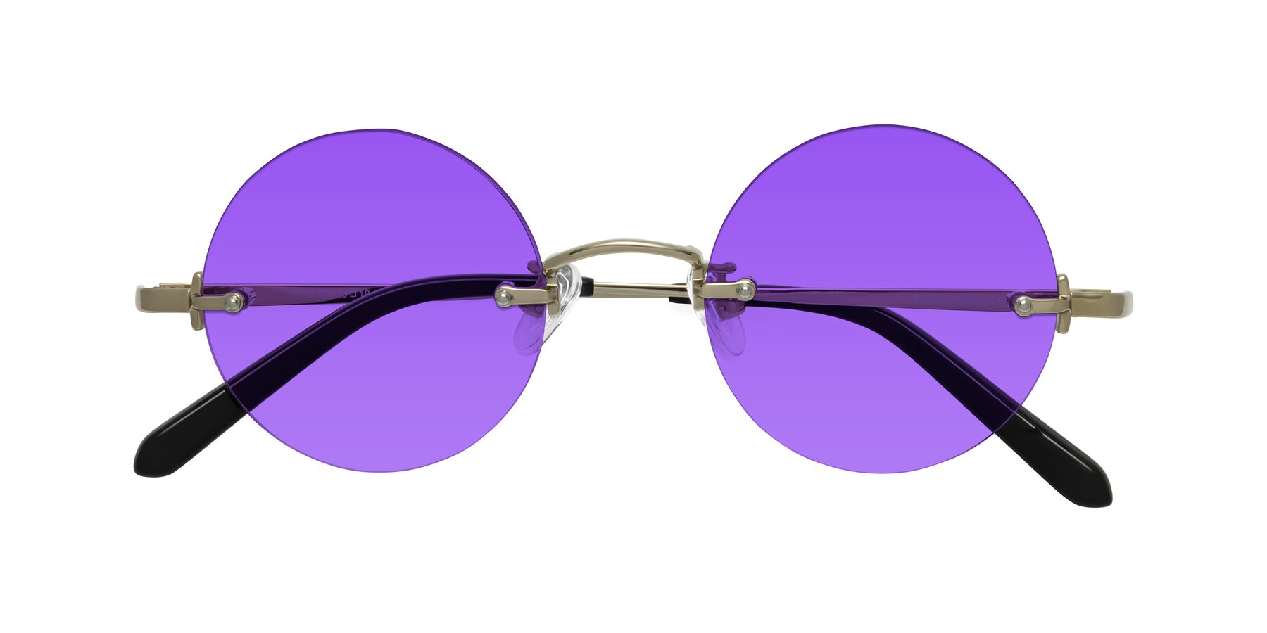 Folded Front of Jen in Gold with Purple Tinted Lenses