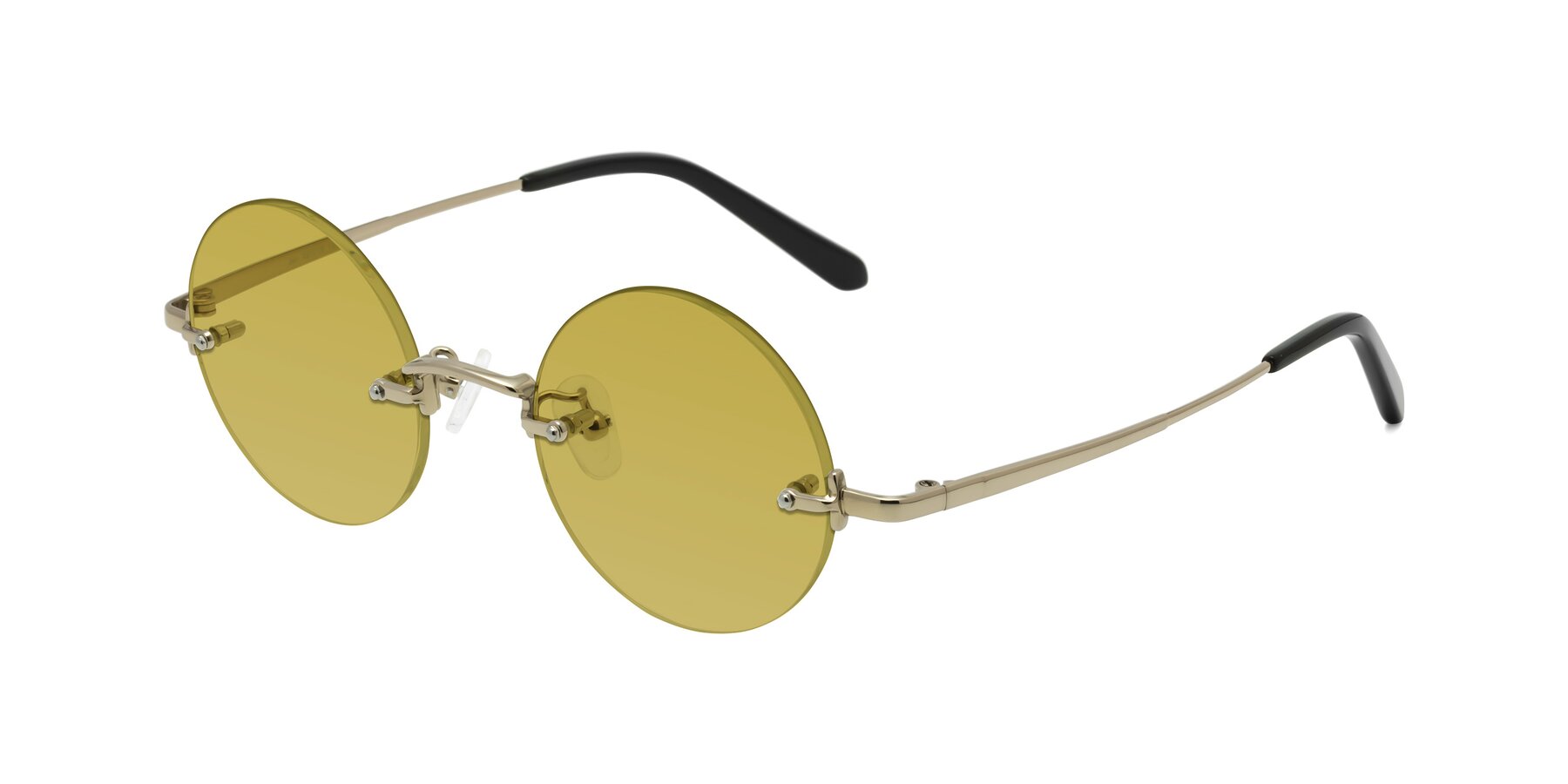 Angle of Jen in Gold with Champagne Tinted Lenses