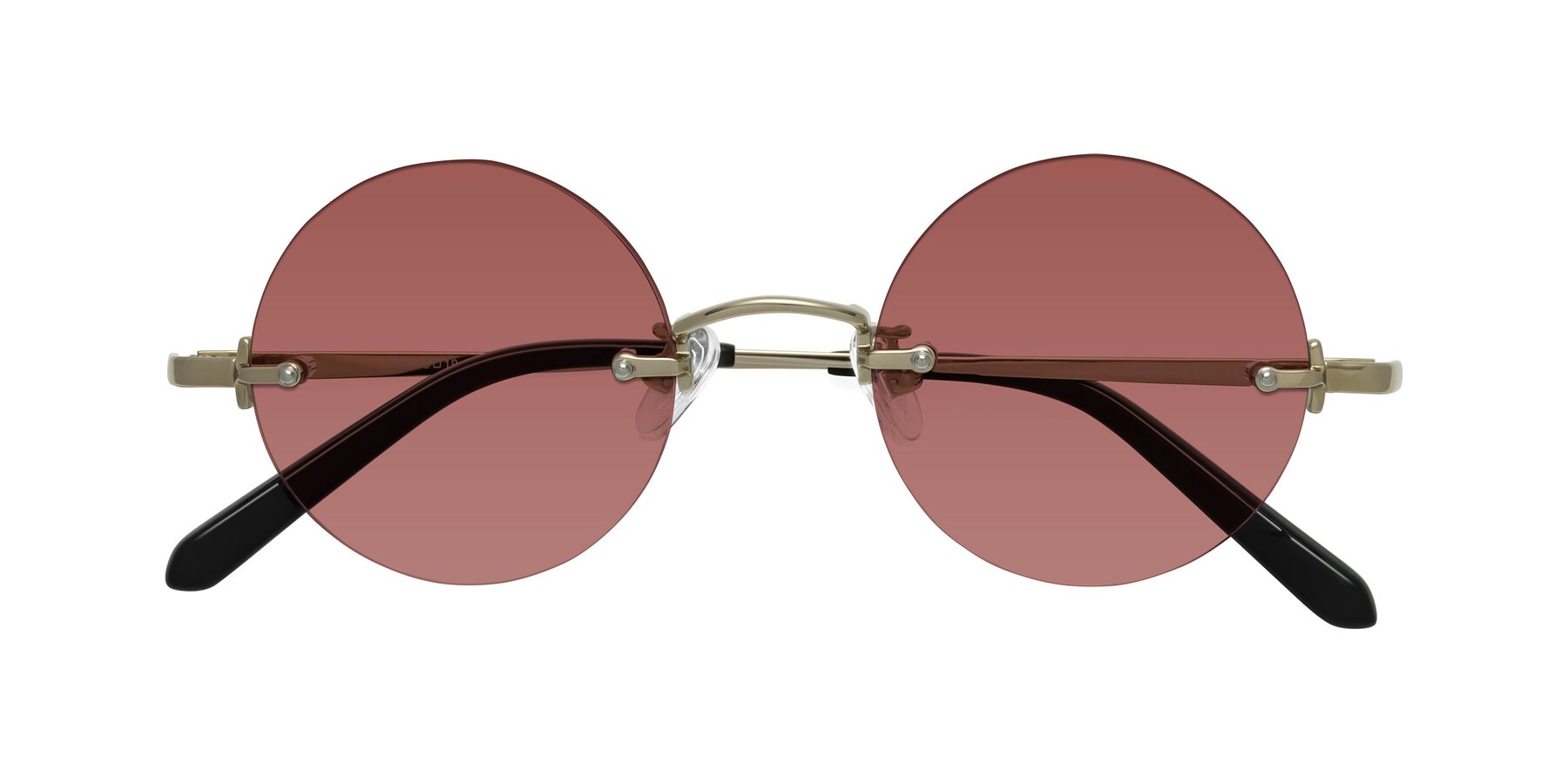 Folded Front of Jen in Gold with Garnet Tinted Lenses