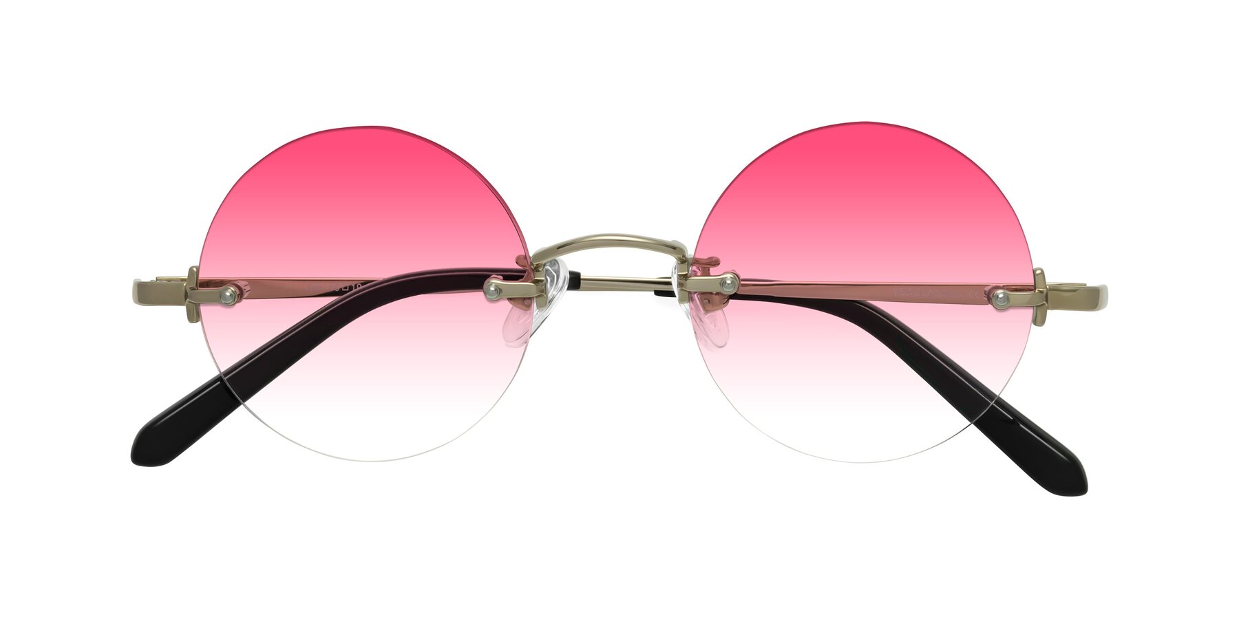 Folded Front of Jen in Gold with Pink Gradient Lenses