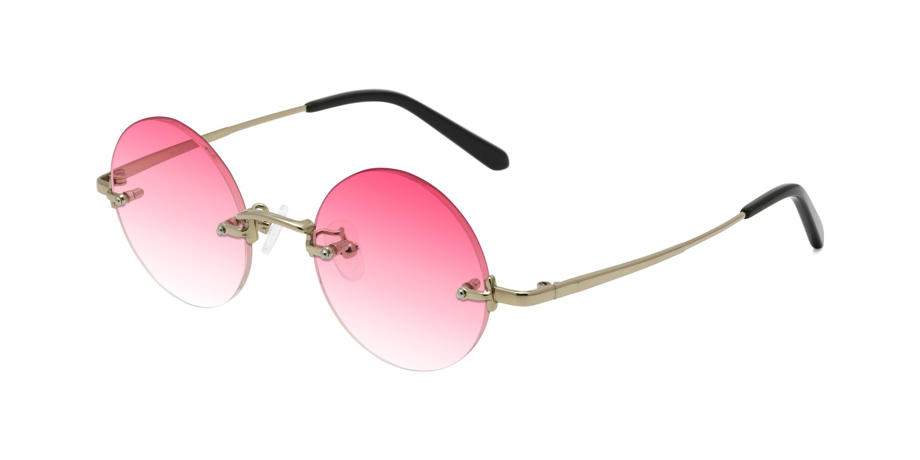 Angle of Jen in Gold with Pink Gradient Lenses