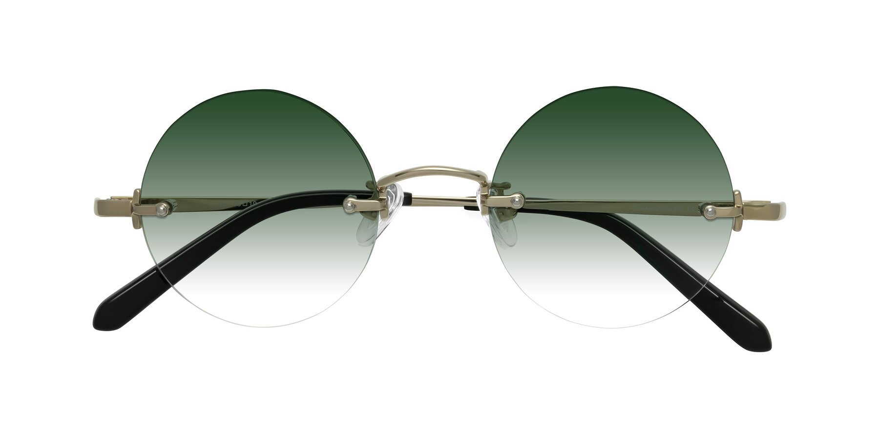 Folded Front of Jen in Gold with Green Gradient Lenses