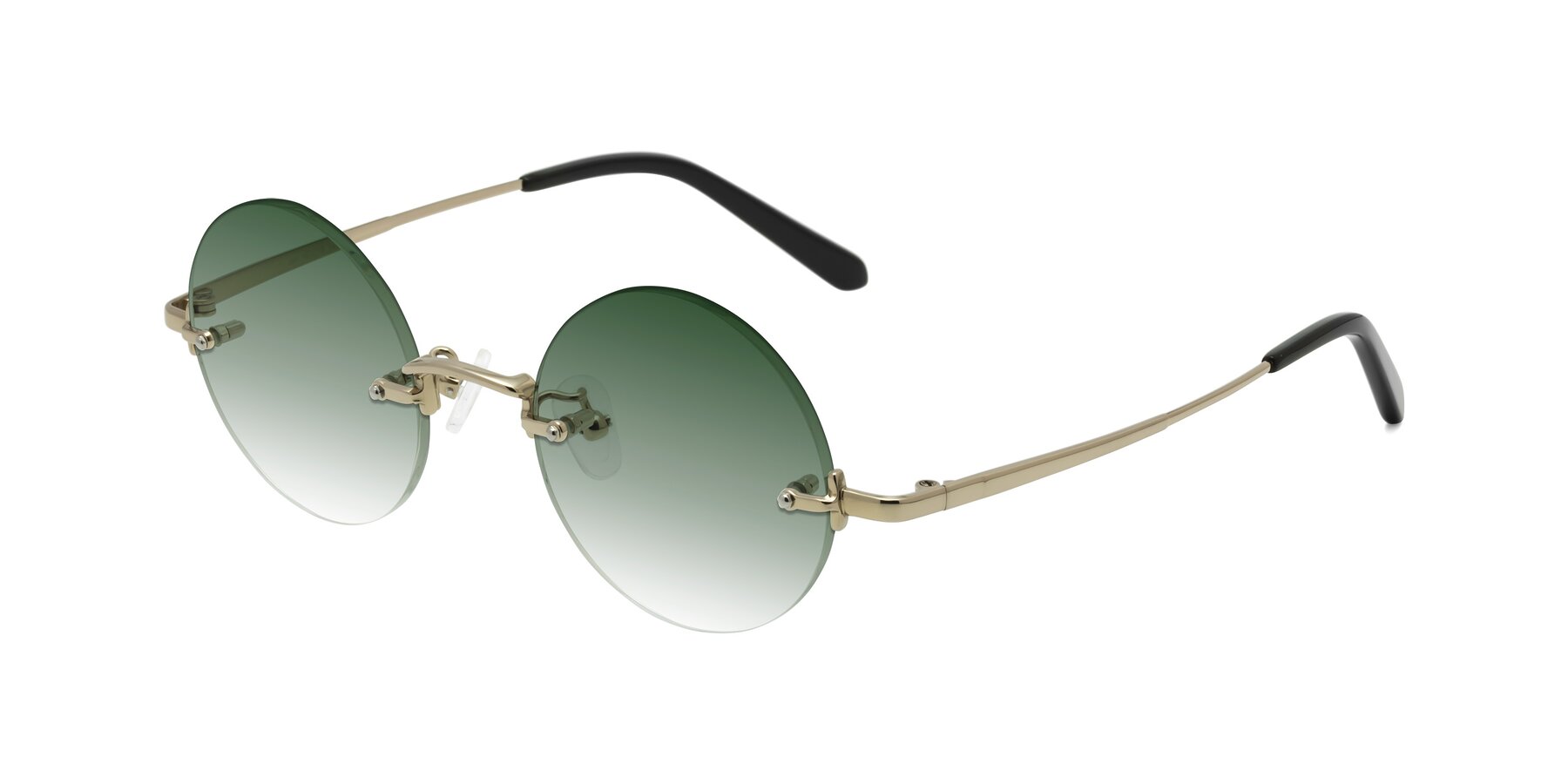 Angle of Jen in Gold with Green Gradient Lenses