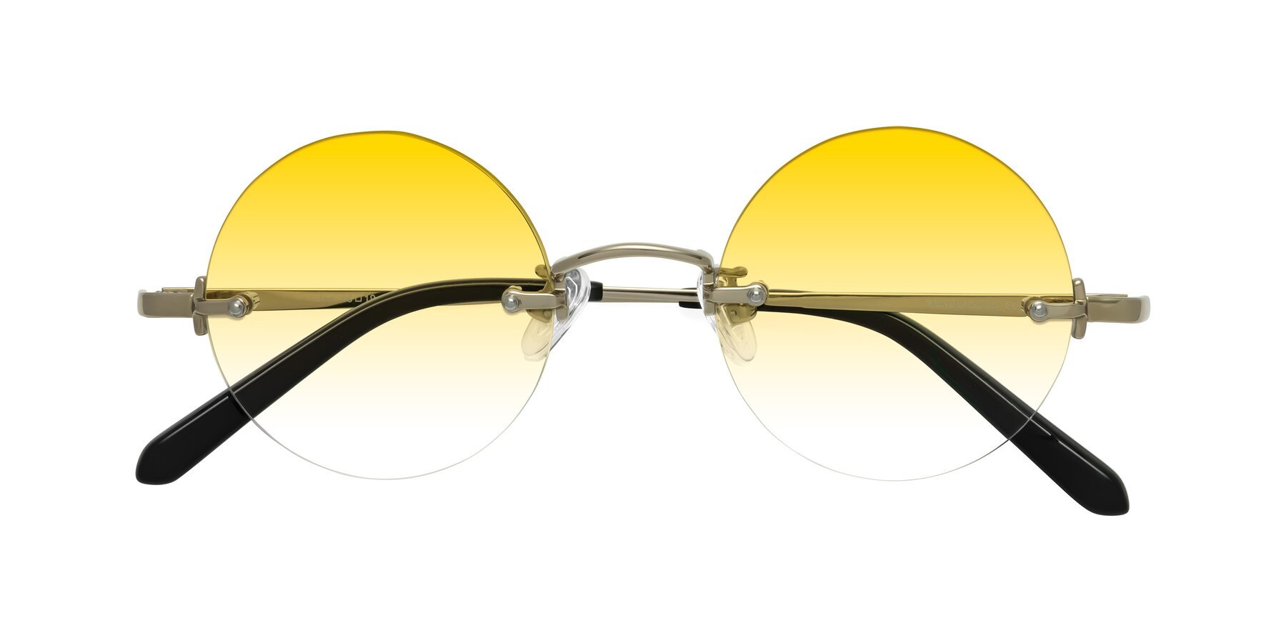 Folded Front of Jen in Gold with Yellow Gradient Lenses