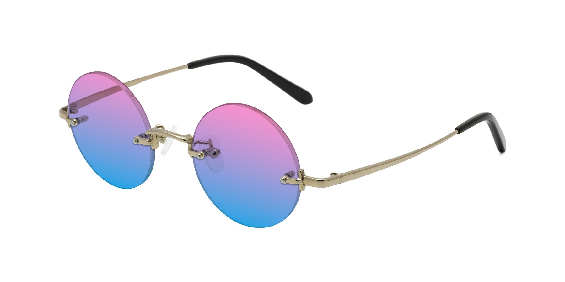 Angle of Jen in Gold with Pink / Blue Gradient Lenses