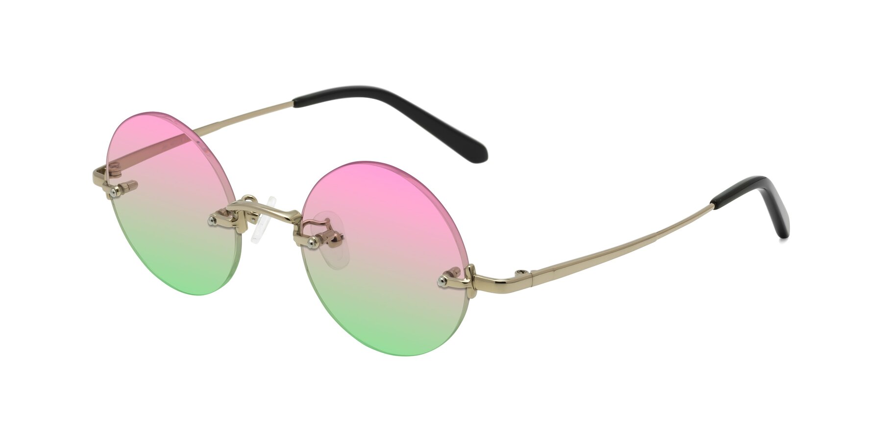 Angle of Jen in Gold with Pink / Green Gradient Lenses