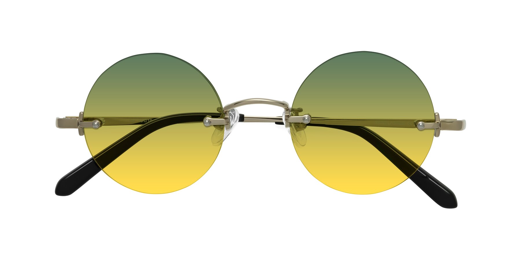 Folded Front of Jen in Gold with Green / Yellow Gradient Lenses