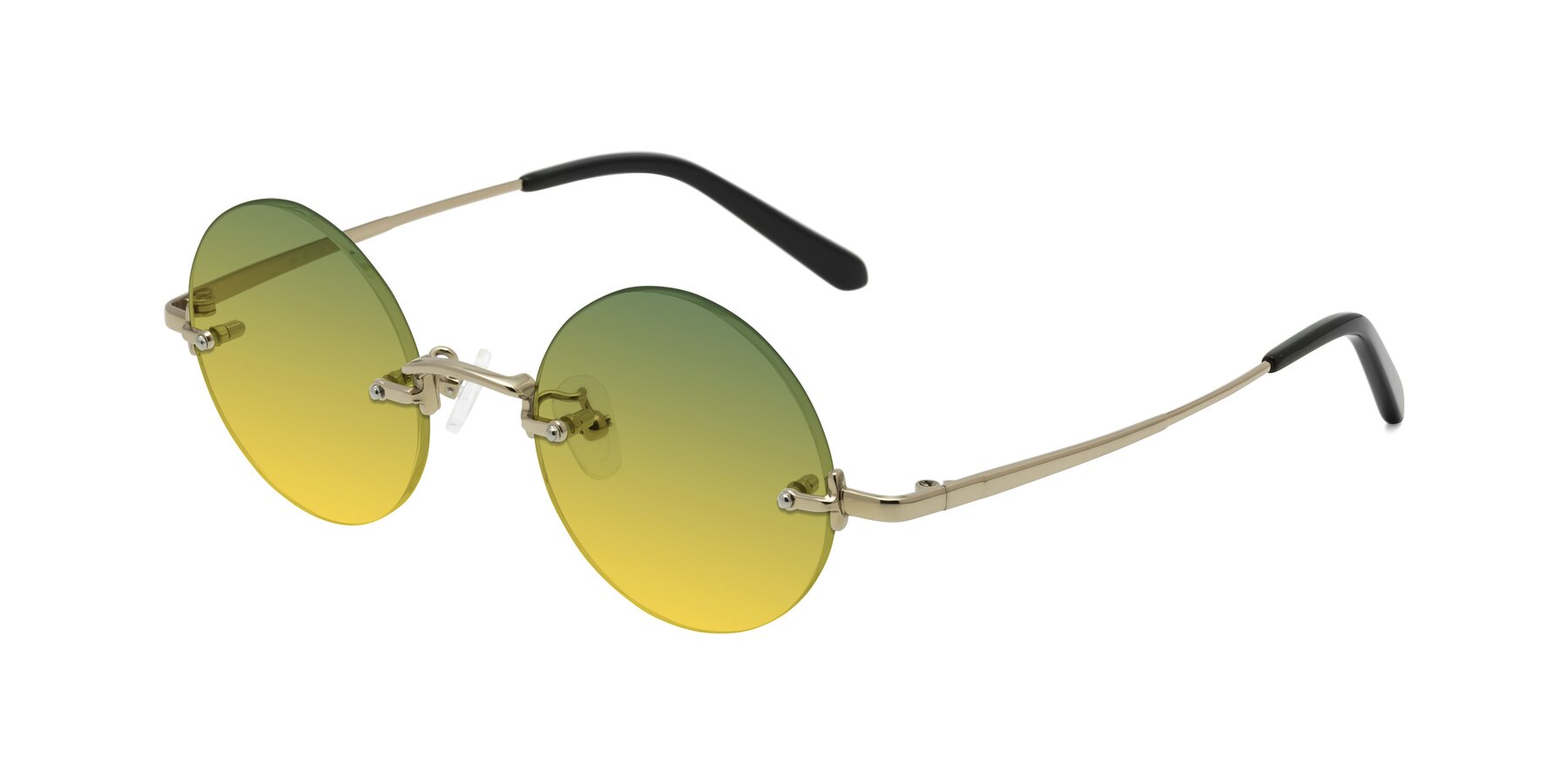 Angle of Jen in Gold with Green / Yellow Gradient Lenses