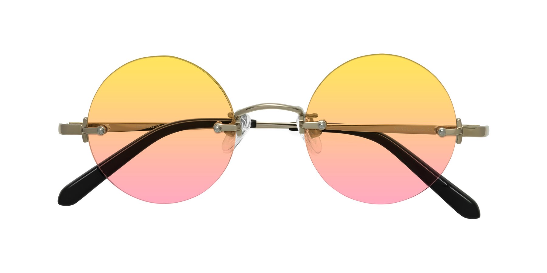 Folded Front of Jen in Gold with Yellow / Pink Gradient Lenses