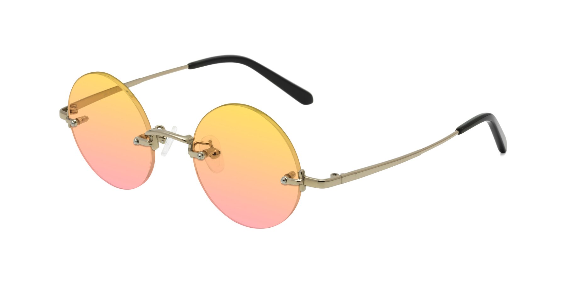 Angle of Jen in Gold with Yellow / Pink Gradient Lenses