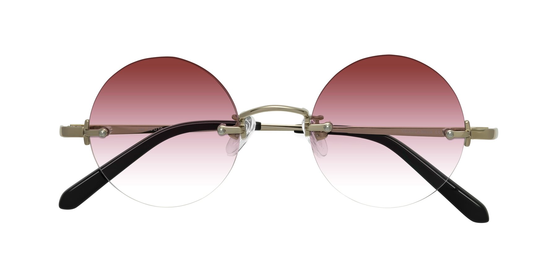 Folded Front of Jen in Gold with Garnet Gradient Lenses