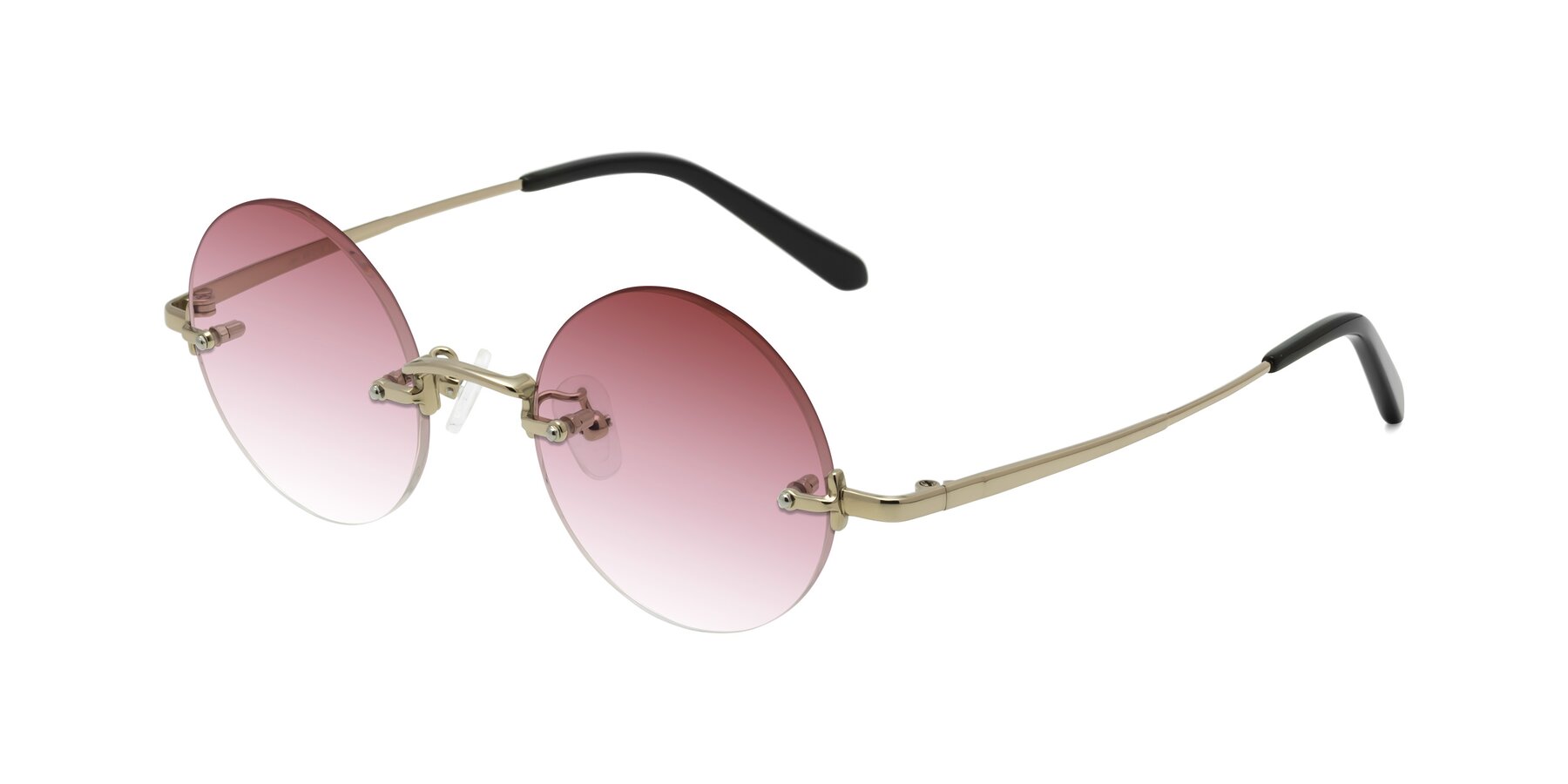 Angle of Jen in Gold with Garnet Gradient Lenses