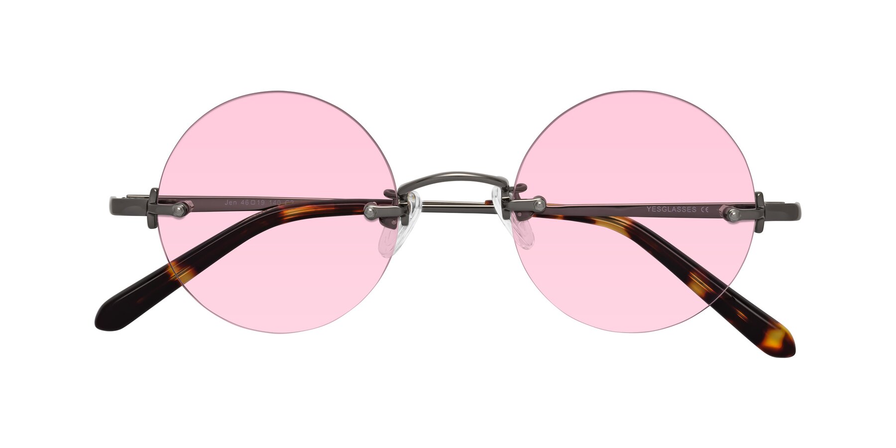 Folded Front of Jen in Gunmetal with Light Pink Tinted Lenses