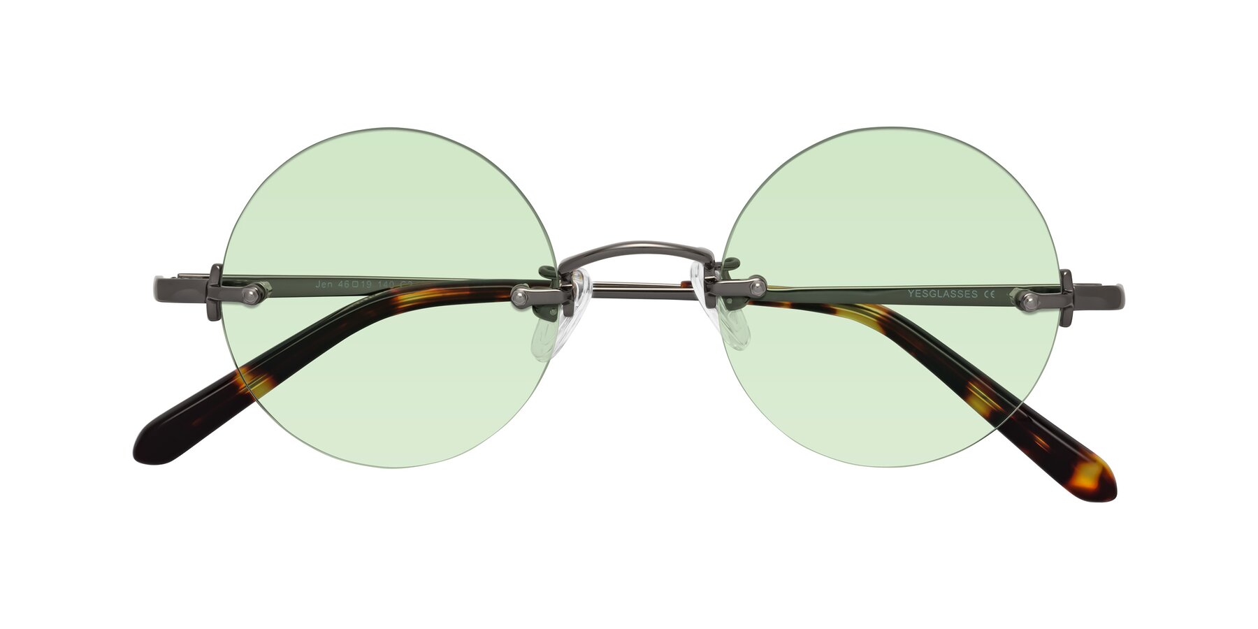 Folded Front of Jen in Gunmetal with Light Green Tinted Lenses