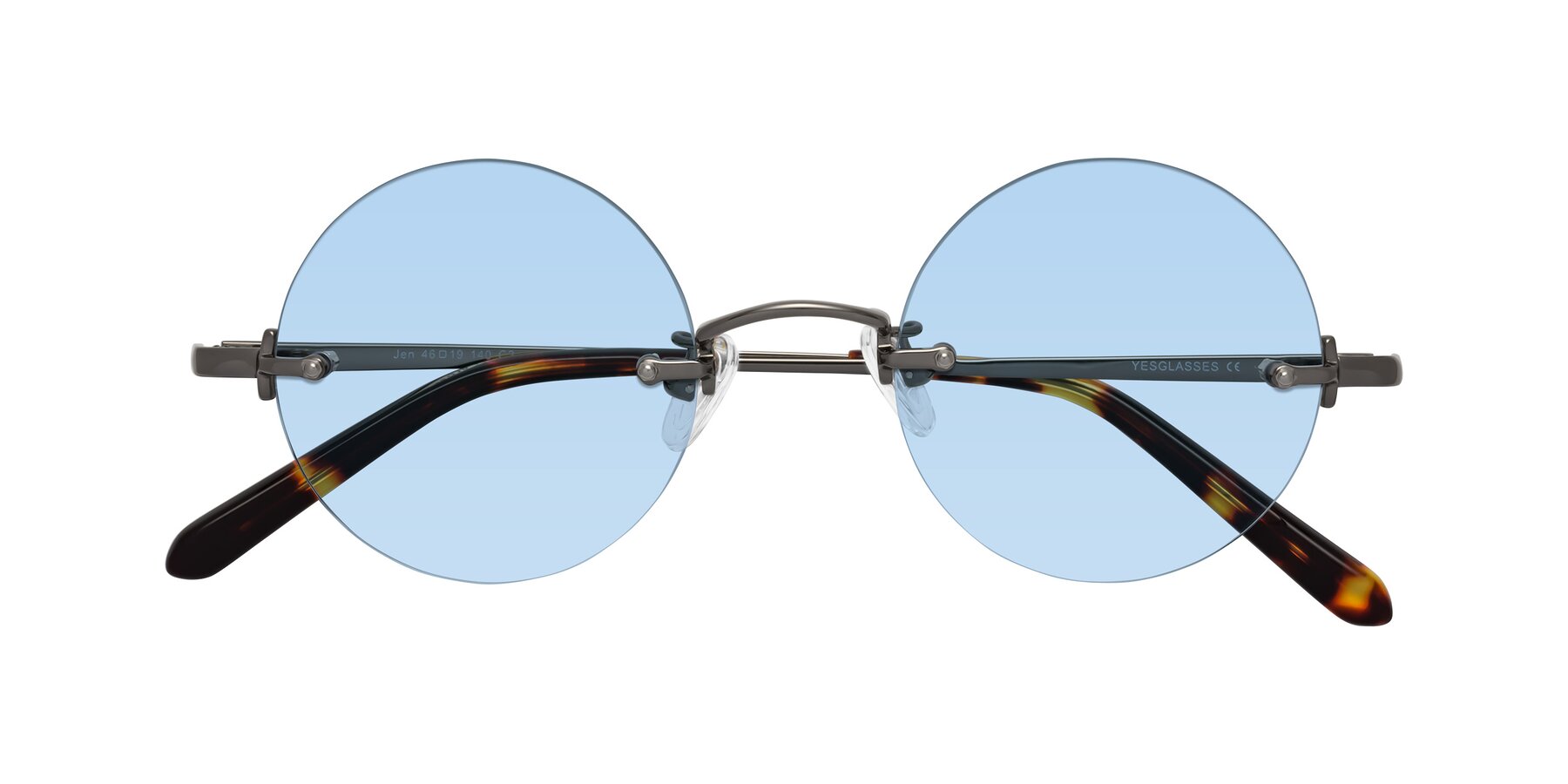 Folded Front of Jen in Gunmetal with Light Blue Tinted Lenses